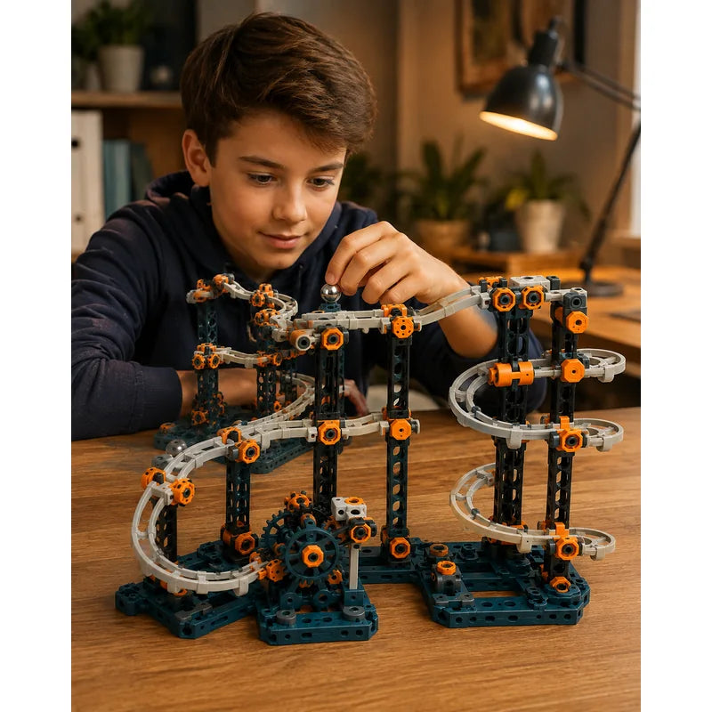 VEQAIRO GravityLoop Modular Marble Track in use