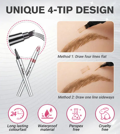 3D Waterproof Microblading Eyebrow Pen 4 Fork Tip Tattoo Pencil