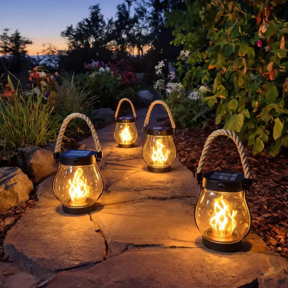 | 🔥Last Chance Before They're Gone! | 💡Solar Flame Lanterns – No Wiring, Auto-On at Dusk!🔥